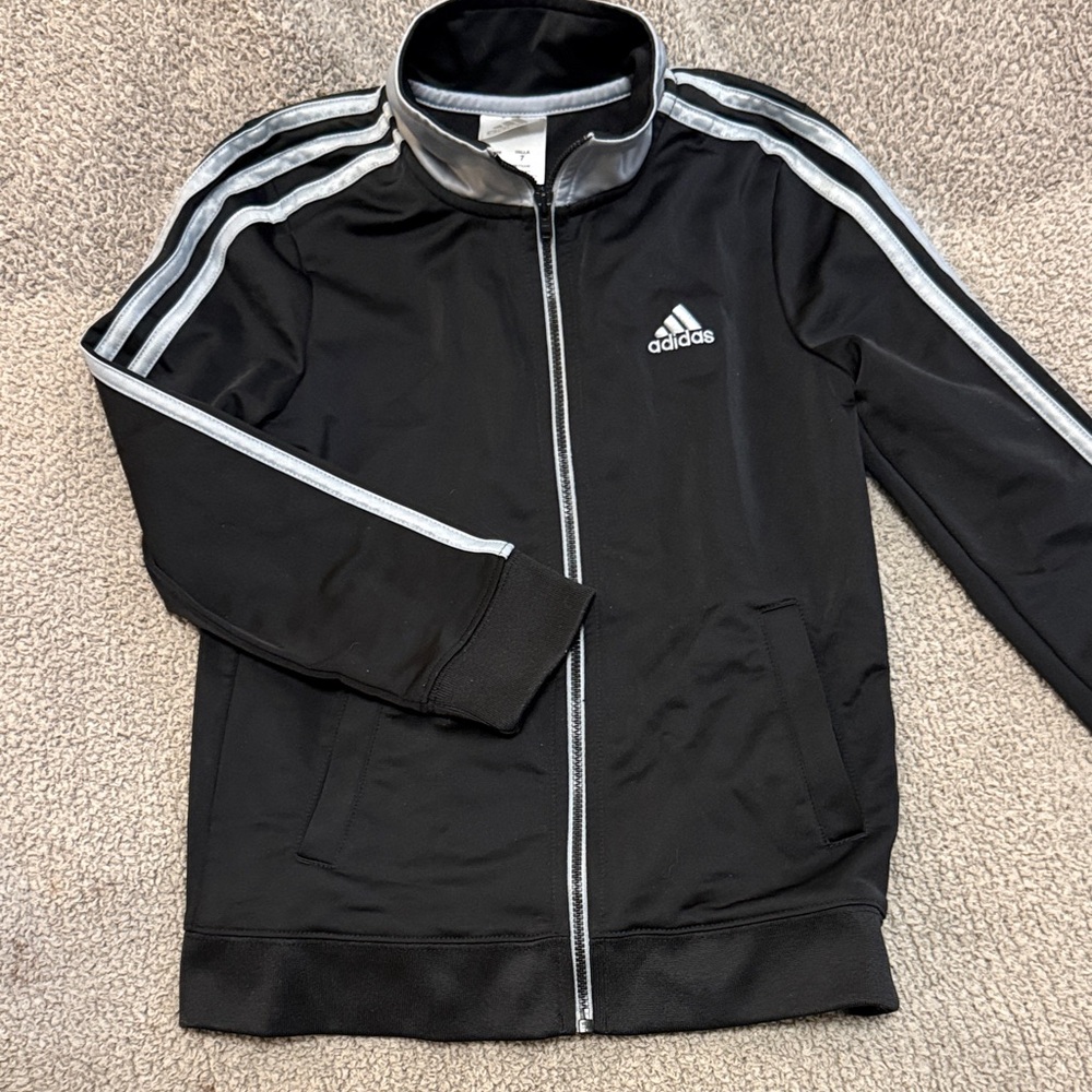 Adidas Black Jacket with Silver Accents Perfect Condition